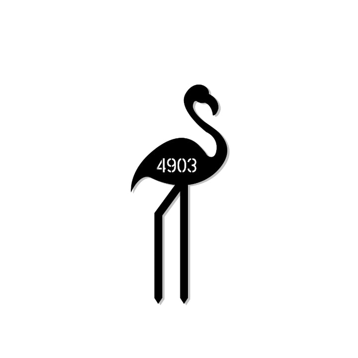 Flamingo Address Yard Sign (+ FREE Solar Lights)