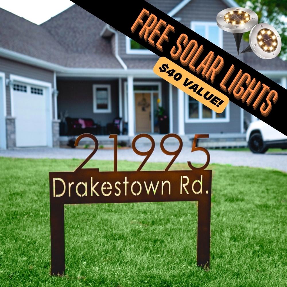 Classic Address Yard Sign (+ FREE Solar Lights)